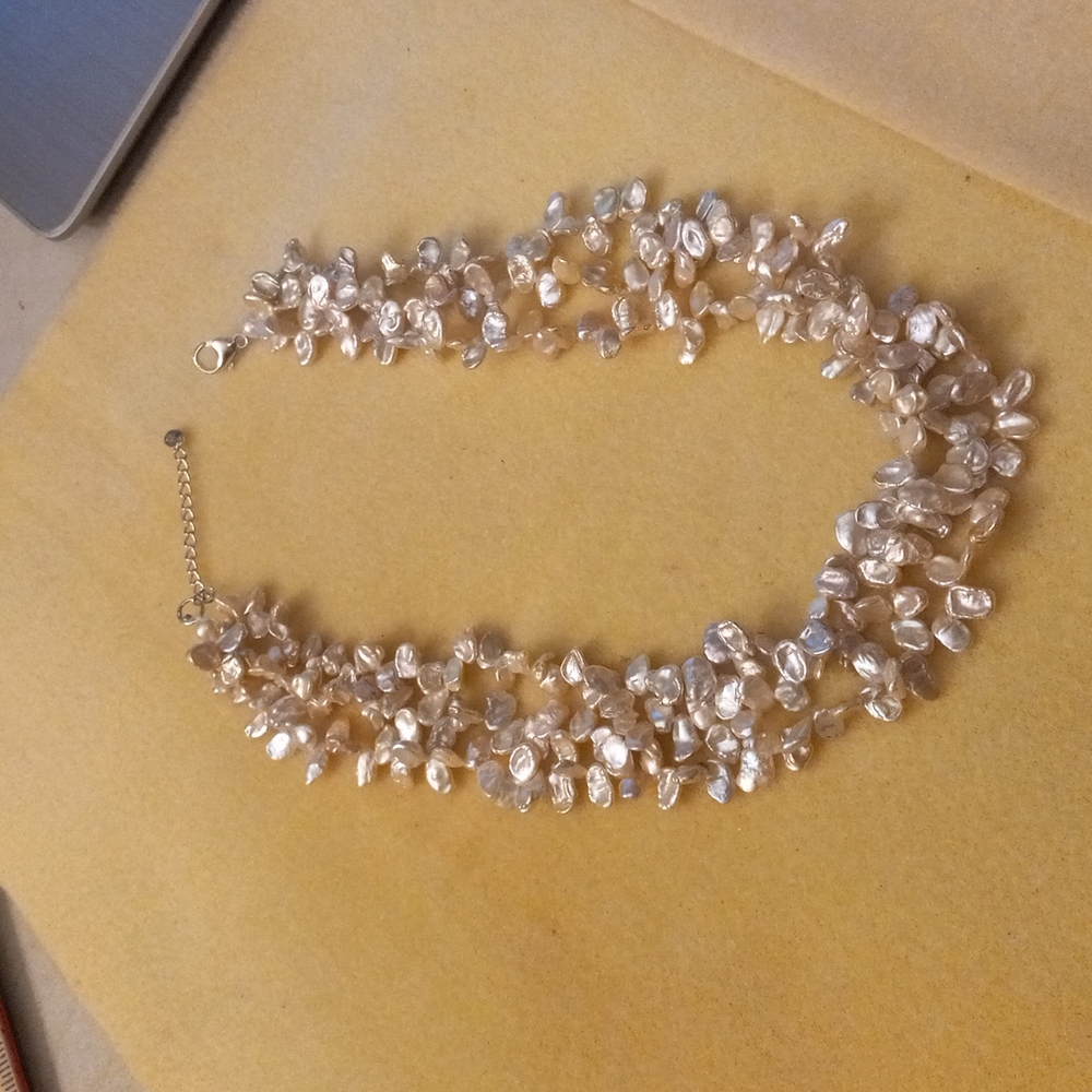 Lucas Lameth Sterling Silver Multi Strand Pearl necklace